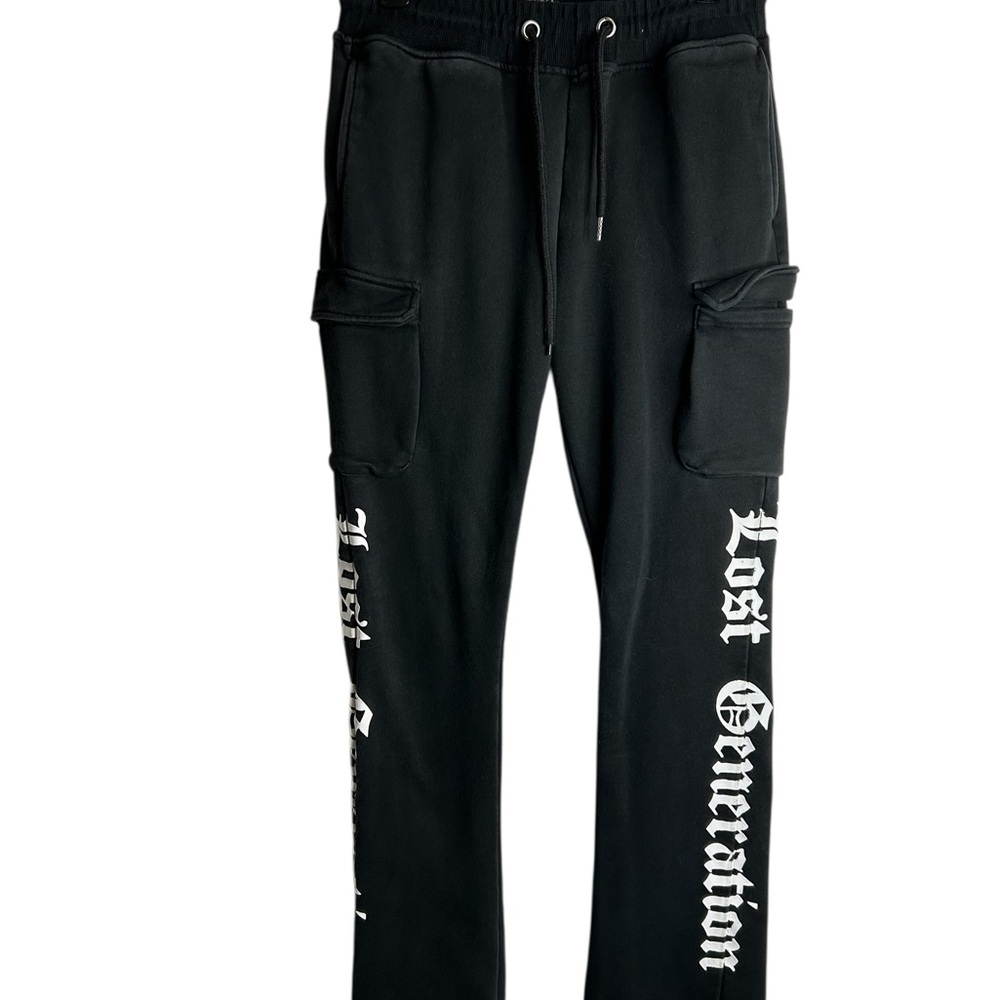 Waimea Mens Small Stacked Fit Sweatpants Cargo Black Lost Generation 6085